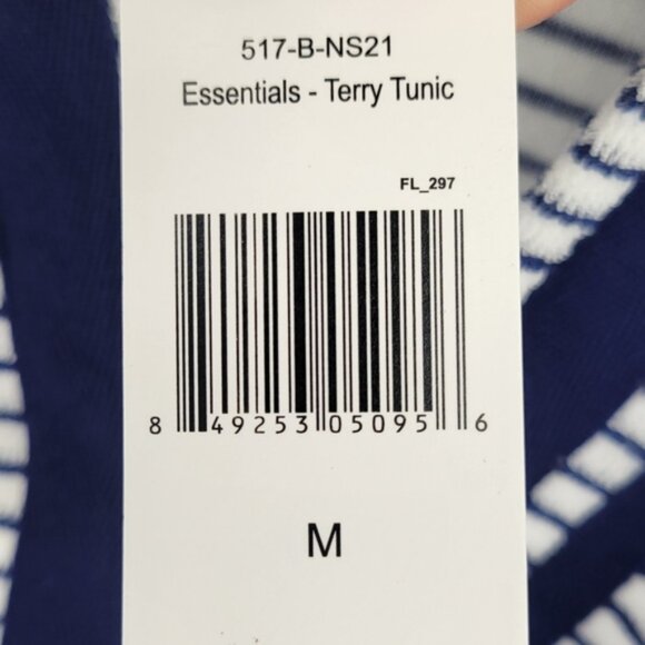 Cabana Life Essential Terry Navy and White Striped Tunic Cover Up Size Medium - Picture 6 of 10
